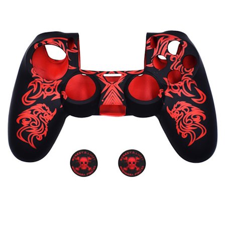 PS4-controller-skins, silikone-controller-cover-skin-beskytter, kompatibel med /PS4 Slim/PS4 Pro-controller (tommelfingergreb x 2)