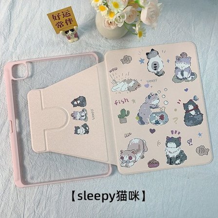 Stilfuldt etui til iPad 10 10.9" dedikeret sleepy cat roterende sødt