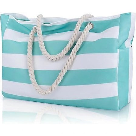 Stor strandtaske til kvinder med lynlås, vandtætte sommerstrandtasker med lommer, rejsetaske til kvinder med vigtige ferieartikler