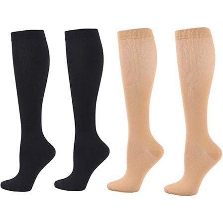Koko: S/M - 2 paria kompressiosukkia naisille ja miehille, urheilijoille, turvotukseen, diabetekseen, suonikohjuihin, matkustamiseen, raskauteen, 