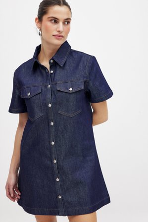 NA-KD Robe chemise courte en jean - Robes en jean - Bleu - EU 40