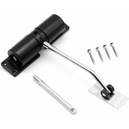 Automatisk dørlukker - Fjederbelastet lukker - Justerbar automatisk dørlukker i aluminiumlegering - Til bolig- og erhvervsbrug - Sort