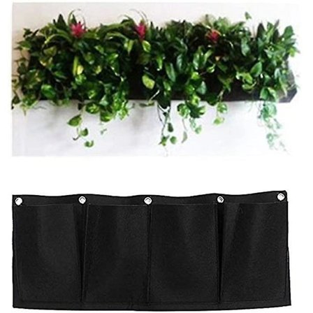 4 Lommer Vegg Hengende Planteposer for Innendørs og Utendørs Dyrking