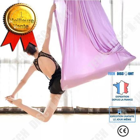 Accessoarer Fitness - TD - Yoga Hängmatta - Nylon Tyg - 6 meter - Ljuslila