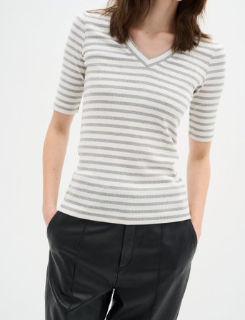 InWear Dagnaiw Striped V-Neck Mix Ss - Grey - XXS