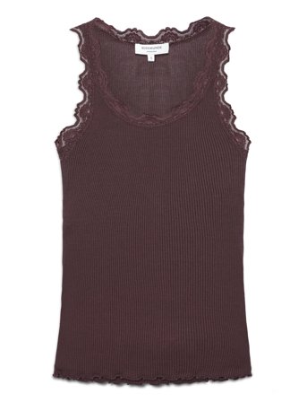 Rosemunde Rwbabette Silk Sl U-Neck Long Lace - Brown - S