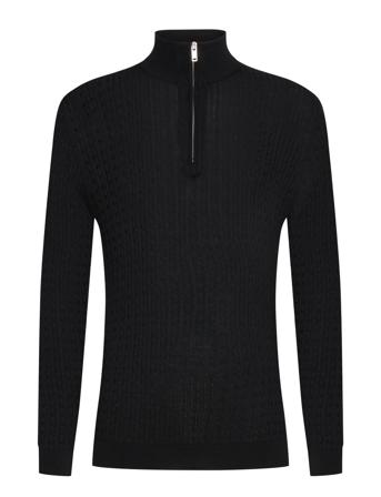 Mamason Sz Cabel Tops Knitwear Half Zip Jumpers Black Matinique
