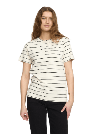 Soft Rebels Srhella Striped T-shirt Gots - Stripe Arctic Wolf With Black T-shirts & toppar Dam L