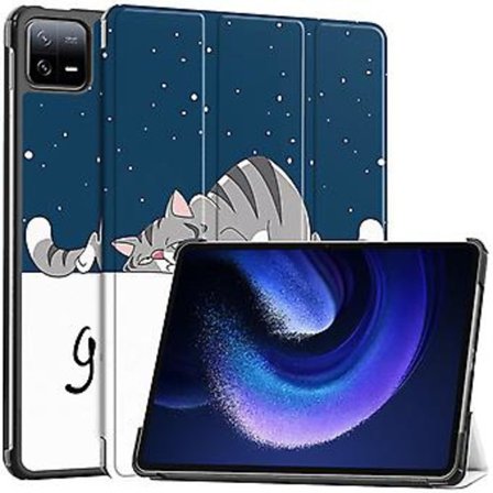 Målat Läder Smart Tabletfodral För Xiaomi Pad 6 / 6 Pro (Lat Katt)