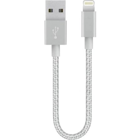 SiGN USB-A til Lightning Kabler 12W 0,25m - Sølv/Nylon