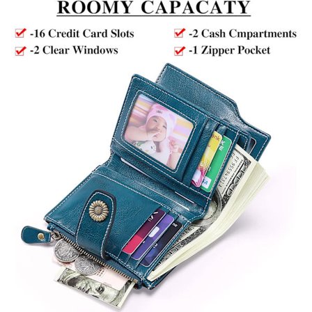 *Dame ægte læder kort pung, RFID blokering dame pung*