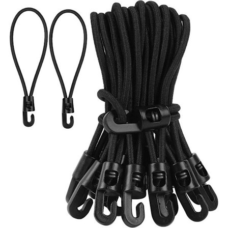 Elastiske tau med kroker - 20 stk, 10 cm hver - Multifunksjonell seilstrammer - Gummistrammer
