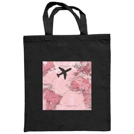 Stoffpose Reise flyet rosa verden kart