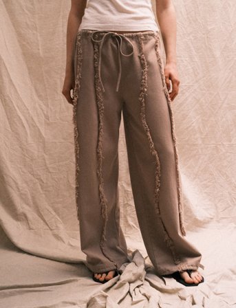 Brixtol Textiles Kirsten Trousers Distressed - Beige - XS