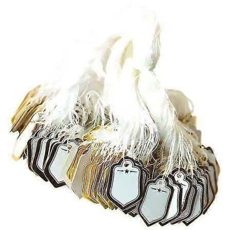 3x500 stk. Detaljhandel Etiketter med Snor Smykkevisning Klær Prislapper