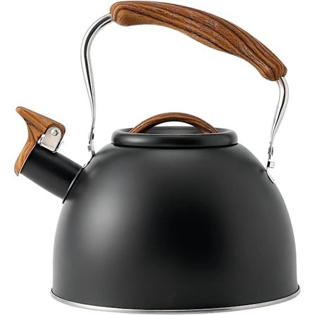 Komfyrtopp plystrekjele, tekjele i rustfritt stål med tremønster sammenleggbart håndtak for induksjon av gasskomfyr, 3l