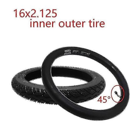 16 tommer 16x2.125 Indre og Ydre Dæk med Bøjningsvinkel Kompatibel Elcykel Dæk Cykel Dæk Slange