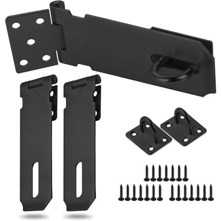 Palalukon haspi ruuveilla, ruostumattomasta teräksestä valmistettu oven lukko, haspi salpa kaappiin, laatikkoon, autotallin oveen (koko L)