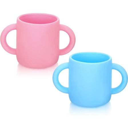 2 stk. Silikon Treningskopp for Spedbarn Baby Åpen Kopp Småbarns Læringskopp med