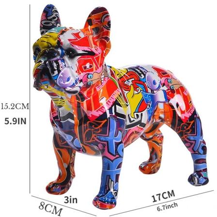 Maalaus Graffiti Bulldog patsas painettu hartsi koira käsityö koti koristelu