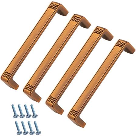 4 stk. gyldne skabshåndtag, skabsskabsmøbelhåndtag, guld børstet messing køkkenhåndtag skabshåndtaget 128mm hul