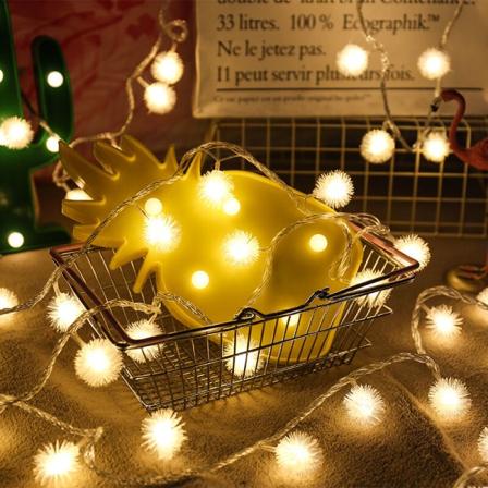 LED Hårete Ball String Lights Hage Hage Dekorasjon Jul Dag Utendørs Vanntett Snøklode Lys (6M40LED, varm hvitㄘ