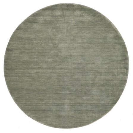 Eén Kleur Handloom Vloerkleed - Licht Groen Ø 200 Wol, In Klassieke Stijl
