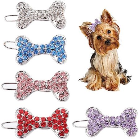 5 Hundeklips med hårspenner med hundestener