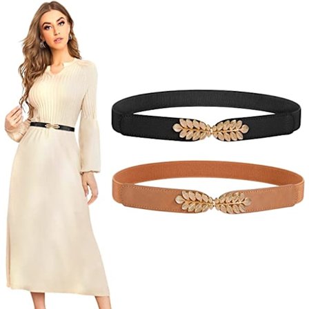 Dames Skinny Elastisk Taljebælte Stretch Retro Bælte til Kjole Fa