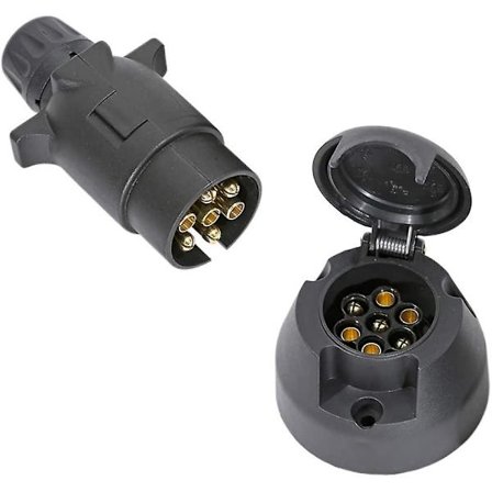 7-polig släpvagnskontakt hane och hona, 12V vattentät 7-polig släpvagnskontakt, släpvagnskontakt passar lastbil husbil bil (skruvände)