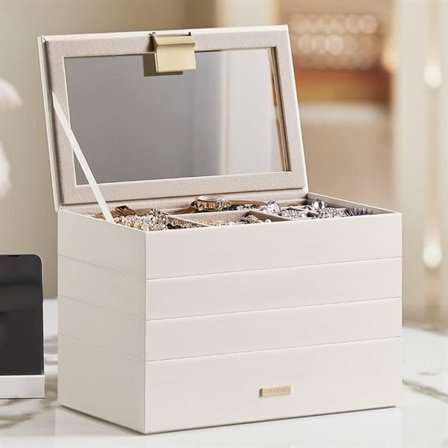 Stabelbare smykkeskrin med 4 niveauer - Hvid