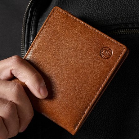 Tan Slim California Leather Wallet for Men - Wallets