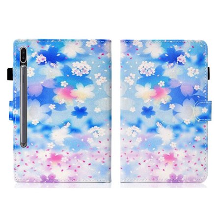 Samsung Galaxy Tab S7 tryckning läder flip fodral - kronblad