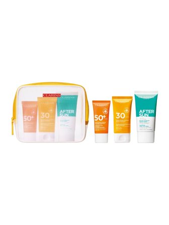 Clarins Travel Sets Head-to-Toe Moisturizing Essentials Set cont.: Suncare Face Cream SPF 50+ 30 ml + Suncare Body Cream SPF 30 75 ml + Suncare After 