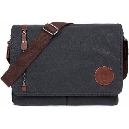 Mænds Canvas Messenger Skuldertaske. (sort)