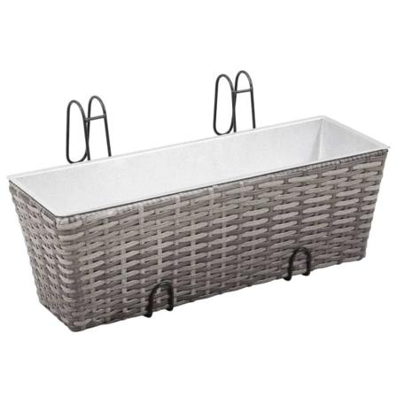 Vidaxl Balkonglådor Upphöjda 2 St 50 Cm Konstrotting Grå Grå