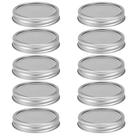 Delte glassburklokk Konserveringslokk Runde matbeholdere Tetningslokk Kjøkkenutstyr (10 stk 70 mm Sølv Sirkulær Ring + Dekkplate)