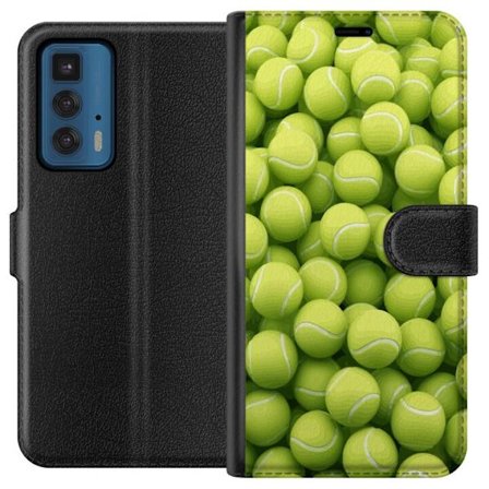 Kompatibelt Plånboksfodral till Motorola Motorola Edge 20 Pro Mönster av gröna tennisbollar i hög detalj, sportigt motiv med repetitionstextur och