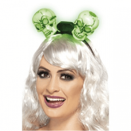 Diadem med lysande/blinkande döskallar - Halloween Dekoration - Kalaslagret.se