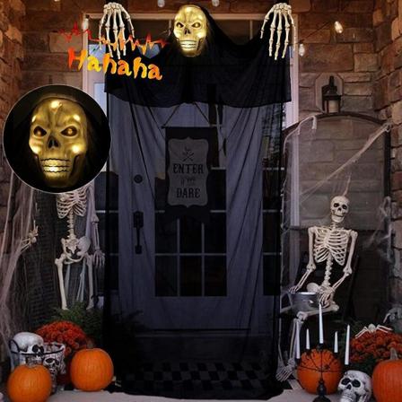 Halloween hængende spøgelse, Halloween skræmmende flyvende spøgelse gardin, Halloween skelet dør gardin, med LED lys og lyde, til Halloween hængende 