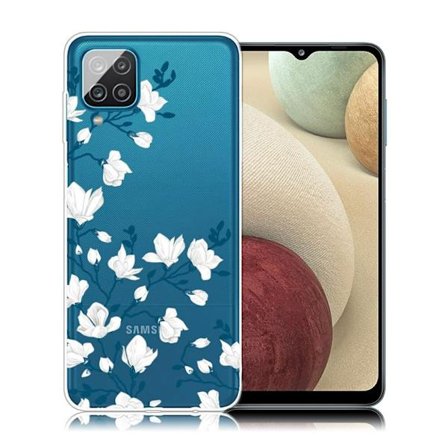 Deco Samsung Galaxy A12 5G kotelot - Valkoinen Kukka