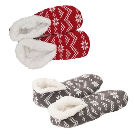 KLB Dam Varma Fluffy Fleecefôrede Snøfnugg Tøffelstrømper