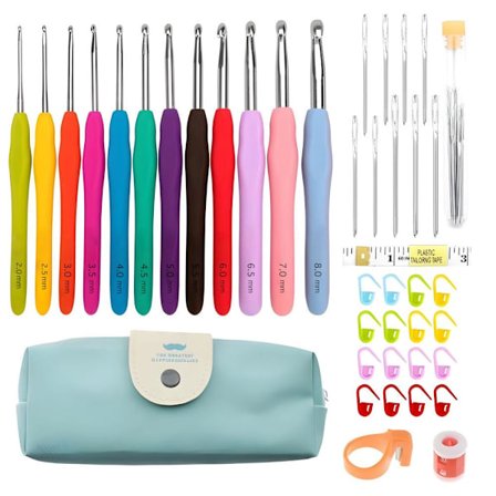 Mordely 45-delar kit med virknålar, markörer, måttband - Knitting Kit