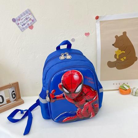 Studenterrygsæk børnetaske ny tegneserie sød skole rygsæk mandlige og kvindelige børnehavebørn anti-tabt rygsæk-Spiderman-blå