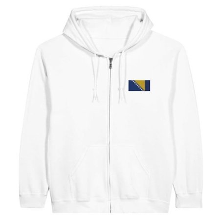 Bosnien och Hercegovina Flagga Broderi Hoodie med dragkedja i vit