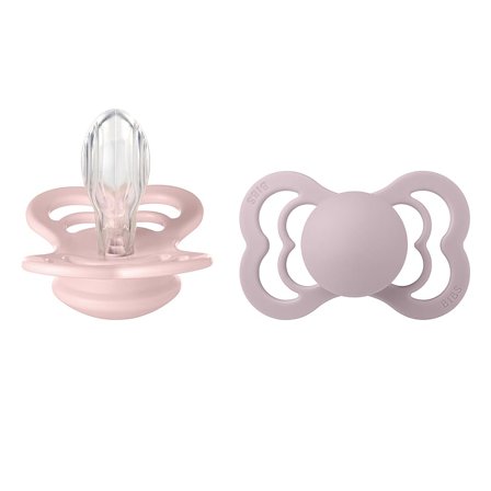 BIBS Pacifier Supreme 2 Pack Silicone Blossom/Dusky Lilac Size 2, Børn & Forældre, Sutter, Silikonesutter