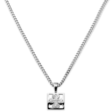 Clover | Silver‐Tone Stainless Steel Small Clover Charm Necklace for Men - Chain necklaces