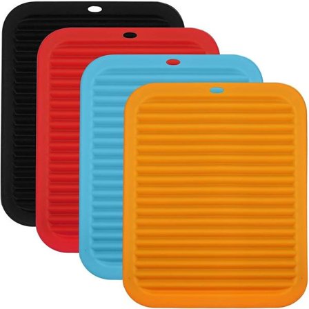 4 stk silikon gryteunderlag sett 4 farger varmebestandig pad Si