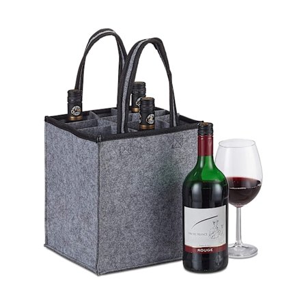 Vinflaskeholder til 6 flasker Filt Vinflaske Taske Justerbar Vinflaskeholder Taske med Bærehåndtag til Vin Øl