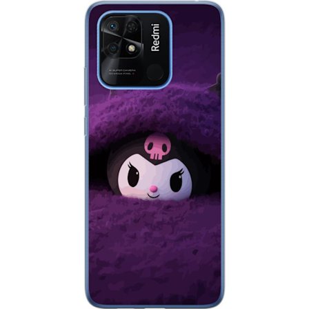 Yhteensopiva Puhelinkuori Xiaomi Redmi 10C Kuromi lilassa pörröisessä ympäristössä, jossa on salaperäinen kawaii-suunnittelu.